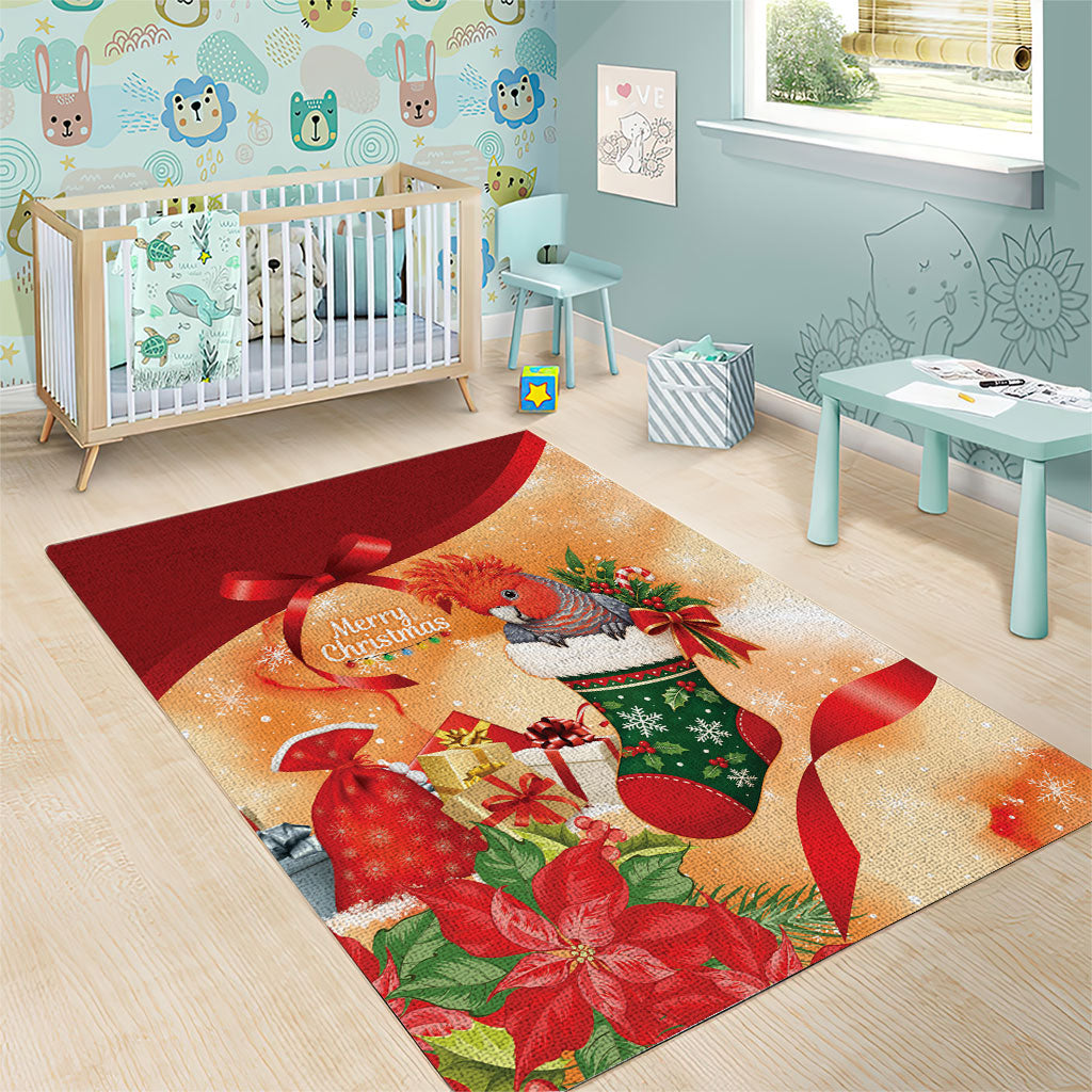 Gang-gang Cockatoo Christmas Australia Area Rug Aussie Xmas Sock Coquette Bow