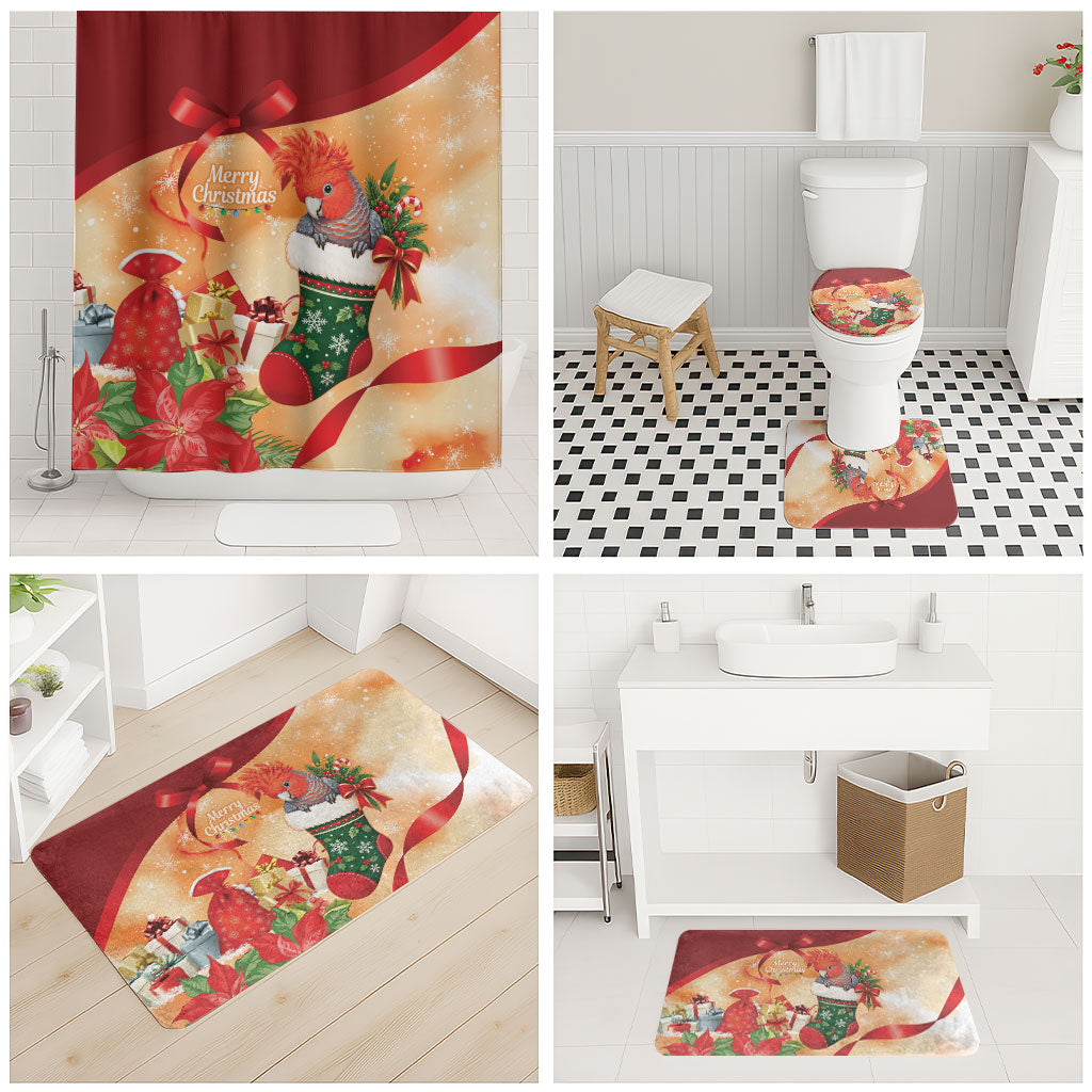 Gang-gang Cockatoo Christmas Australia Bathroom Set Aussie Xmas Sock Coquette Bow
