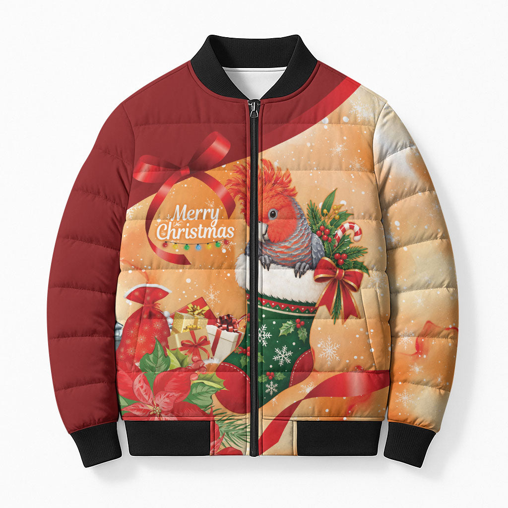 Gang-gang Cockatoo Christmas Australia Bomber Puffer Jacket Aussie Xmas Sock Coquette Bow