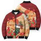 Gang-gang Cockatoo Christmas Australia Bomber Puffer Jacket Aussie Xmas Sock Coquette Bow