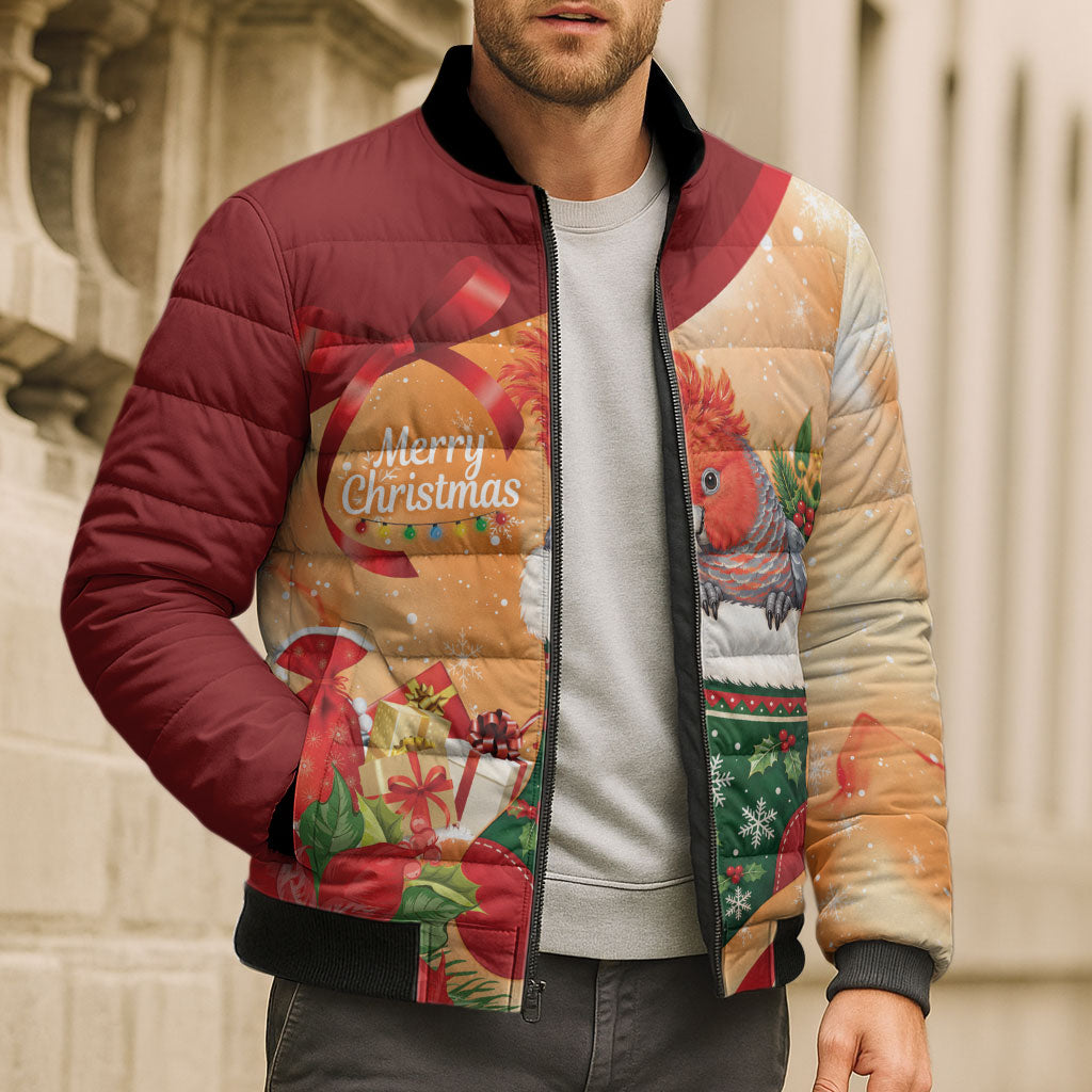 Gang-gang Cockatoo Christmas Australia Bomber Puffer Jacket Aussie Xmas Sock Coquette Bow