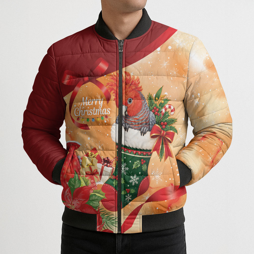 Gang-gang Cockatoo Christmas Australia Bomber Puffer Jacket Aussie Xmas Sock Coquette Bow