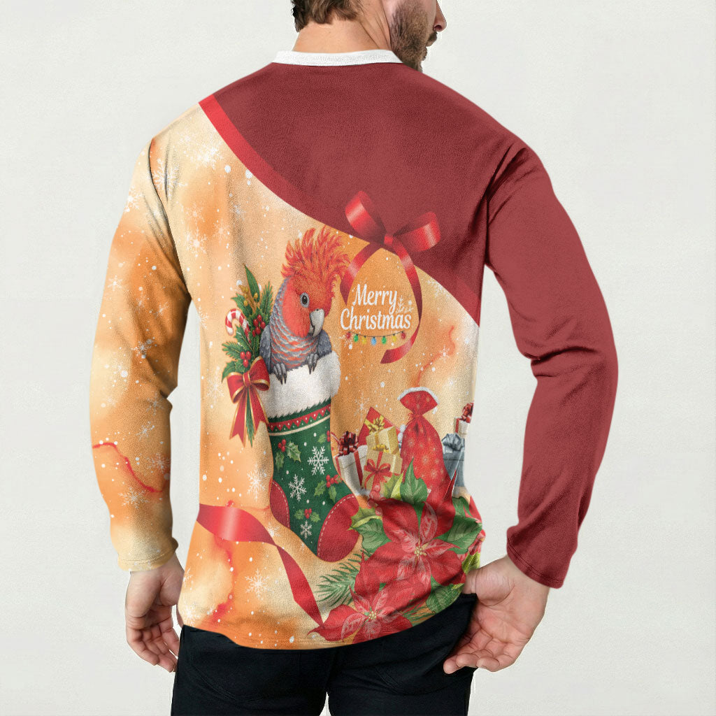 Gang-gang Cockatoo Christmas Australia Button Sweatshirt Aussie Xmas Sock Coquette Bow