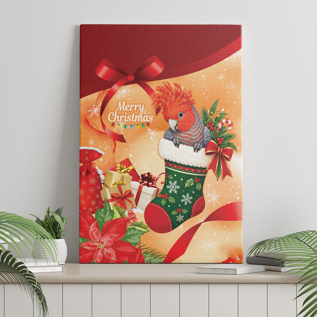 Gang-gang Cockatoo Christmas Australia Canvas Wall Art Aussie Xmas Sock Coquette Bow