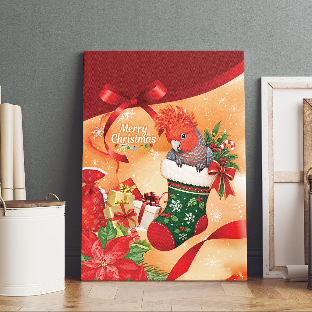 Gang-gang Cockatoo Christmas Australia Canvas Wall Art Aussie Xmas Sock Coquette Bow