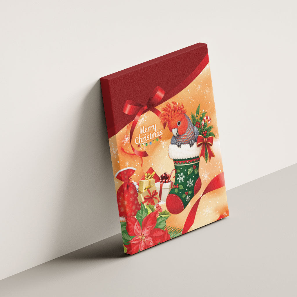 Gang-gang Cockatoo Christmas Australia Canvas Wall Art Aussie Xmas Sock Coquette Bow