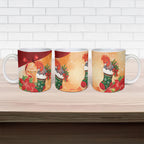 Gang-gang Cockatoo Christmas Australia Ceramic Mug Aussie Xmas Sock Coquette Bow