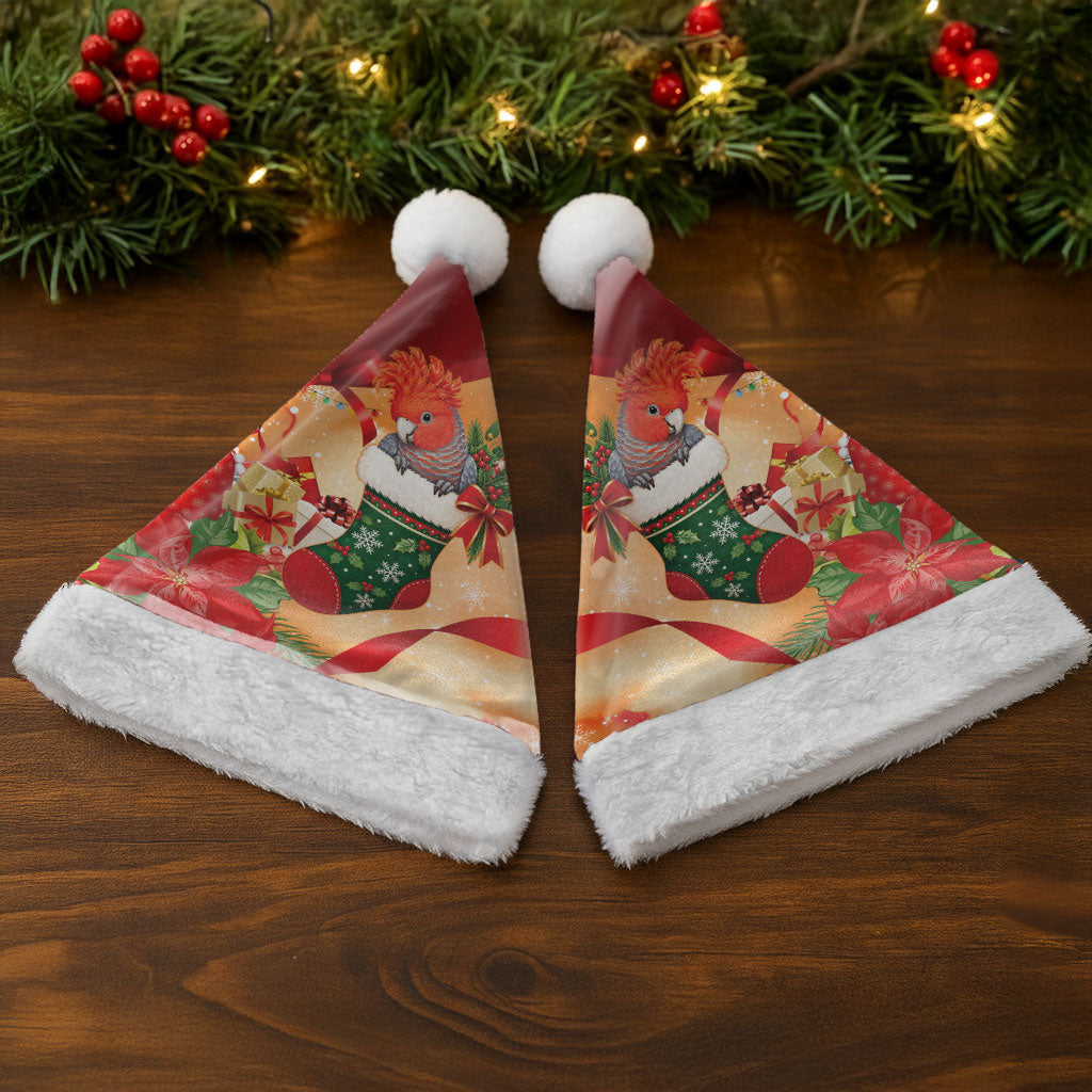 Gang-gang Cockatoo Christmas Australia Christmas Santa Hat Aussie Xmas Sock Coquette Bow
