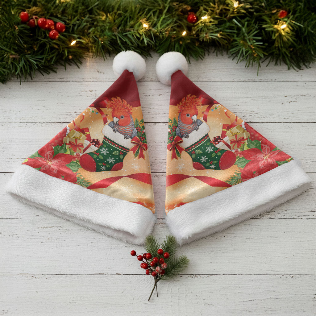 Gang-gang Cockatoo Christmas Australia Christmas Santa Hat Aussie Xmas Sock Coquette Bow