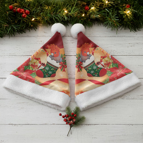 Gang-gang Cockatoo Christmas Australia Christmas Santa Hat Aussie Xmas Sock Coquette Bow
