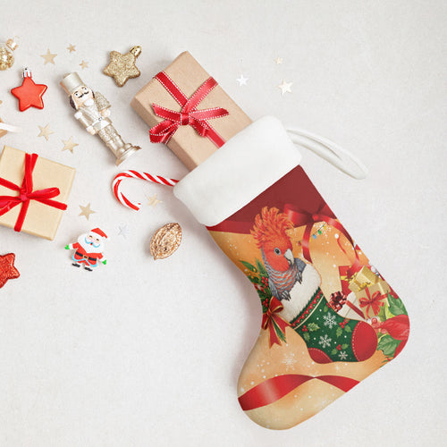 Gang-gang Cockatoo Christmas Australia Christmas Stocking Aussie Xmas Sock Coquette Bow