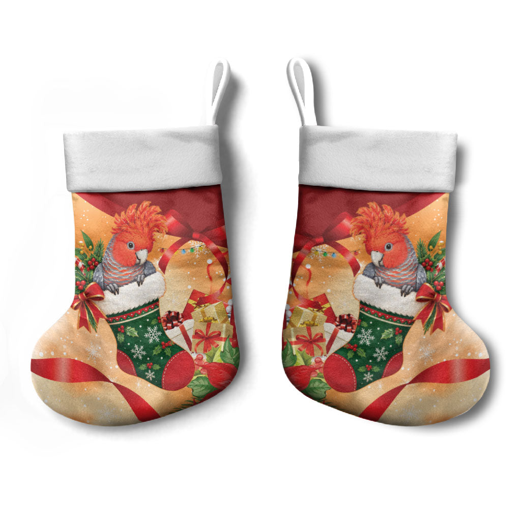 Gang-gang Cockatoo Christmas Australia Christmas Stocking Aussie Xmas Sock Coquette Bow