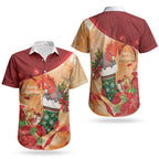 Gang-gang Cockatoo Christmas Australia Couples Matching Off Shoulder Short Dress and Hawaiian Shirt Aussie Xmas Sock Coquette Bow