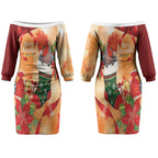 Gang-gang Cockatoo Christmas Australia Couples Matching Off The Shoulder Long Sleeve Dress and Long Sleeve Button Shirt Aussie Xmas Sock Coquette Bow