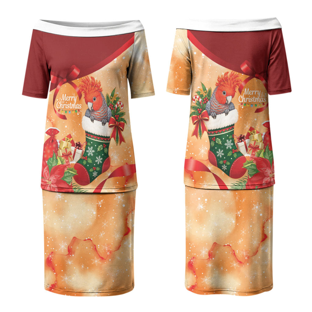 Gang-gang Cockatoo Christmas Australia Couples Matching Puletasi and Long Sleeve Button Shirt Aussie Xmas Sock Coquette Bow