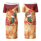 Gang-gang Cockatoo Christmas Australia Couples Matching Puletasi and Long Sleeve Button Shirt Aussie Xmas Sock Coquette Bow