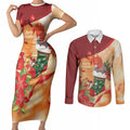 Gang-gang Cockatoo Christmas Australia Couples Matching Short Sleeve Bodycon Dress and Long Sleeve Button Shirt Aussie Xmas Sock Coquette Bow