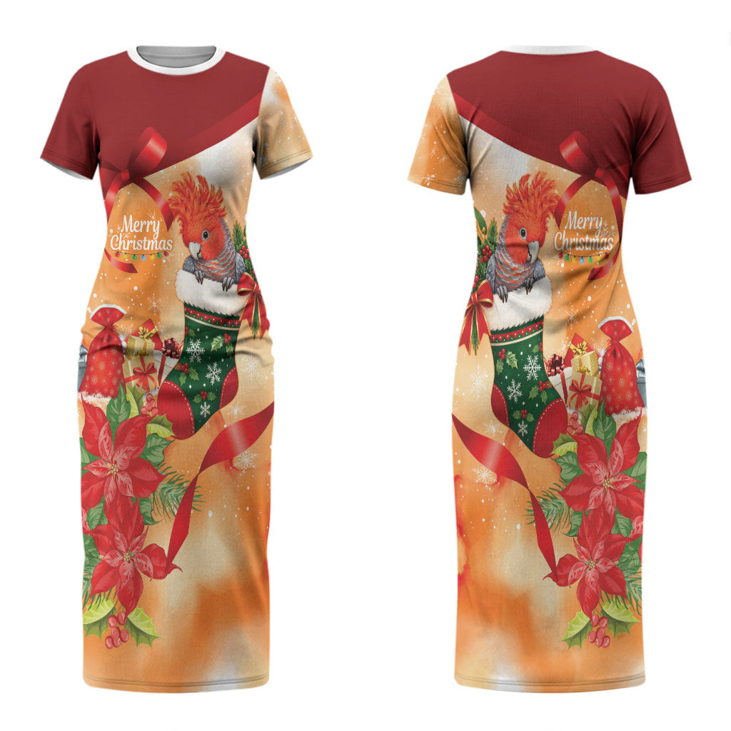 Gang-gang Cockatoo Christmas Australia Couples Matching Short Sleeve Bodycon Dress and Long Sleeve Button Shirt Aussie Xmas Sock Coquette Bow