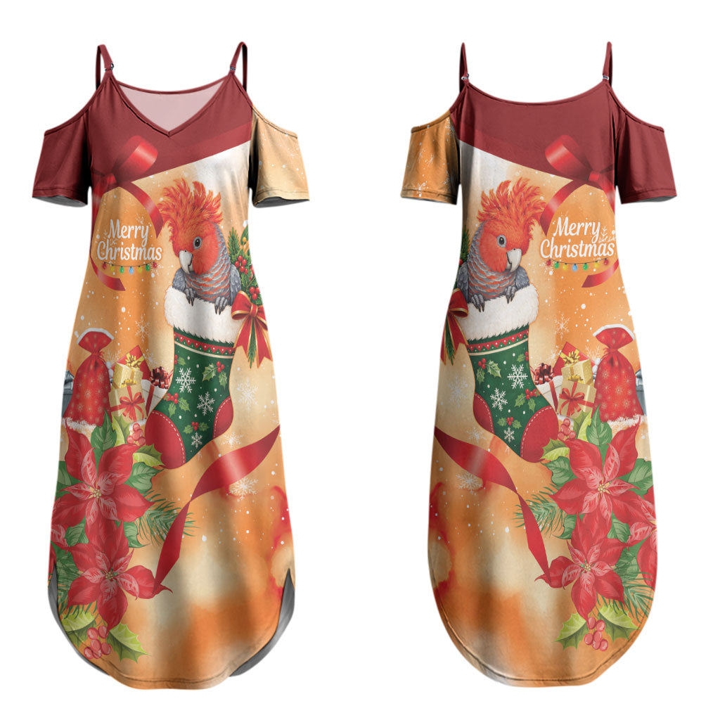 Gang-gang Cockatoo Christmas Australia Couples Matching Summer Maxi Dress and Long Sleeve Button Shirt Aussie Xmas Sock Coquette Bow