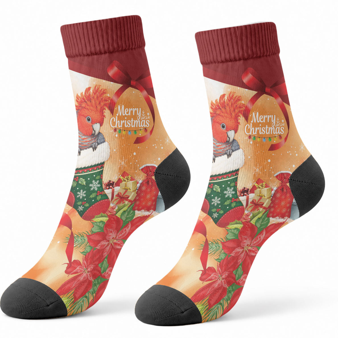 Gang-gang Cockatoo Christmas Australia Crew Socks Aussie Xmas Sock Coquette Bow