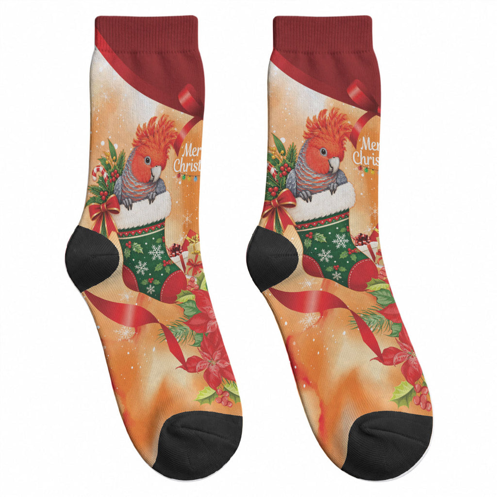 Gang-gang Cockatoo Christmas Australia Crew Socks Aussie Xmas Sock Coquette Bow