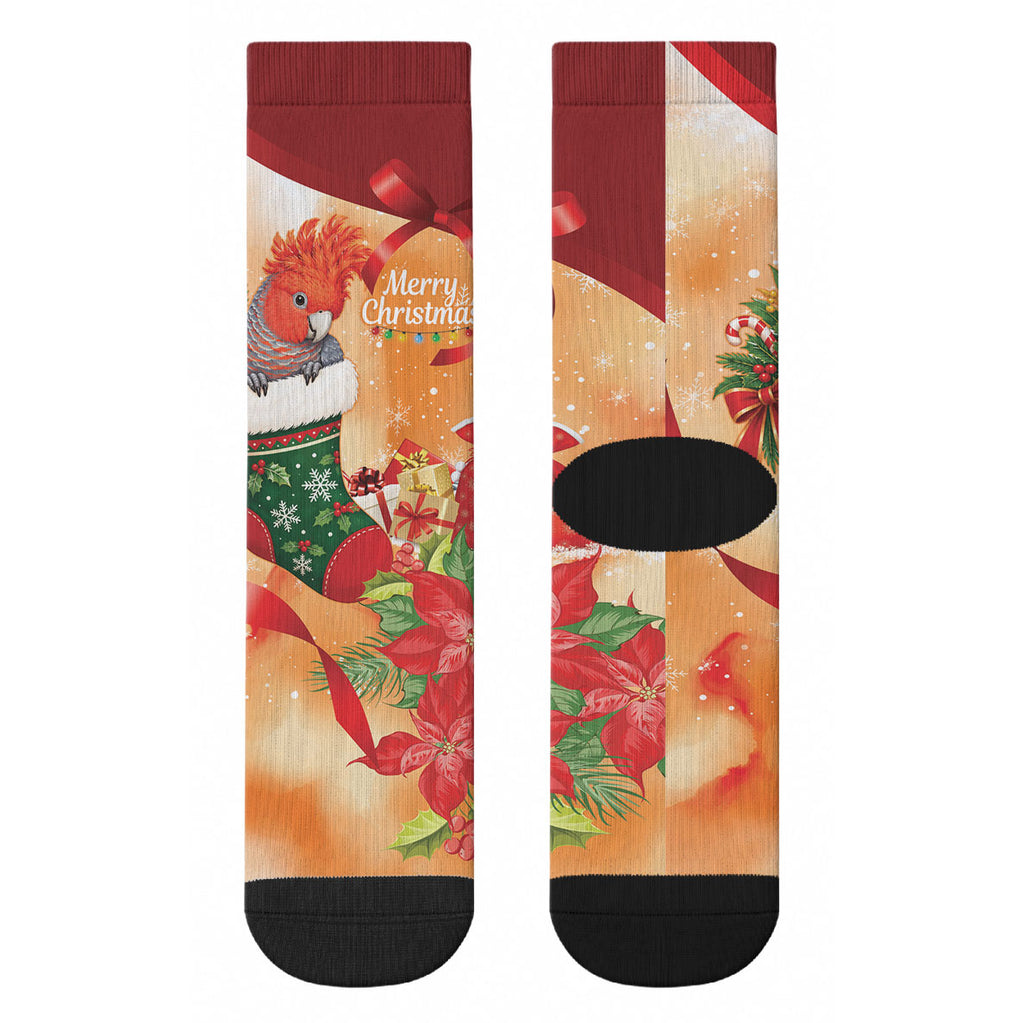 Gang-gang Cockatoo Christmas Australia Crew Socks Aussie Xmas Sock Coquette Bow