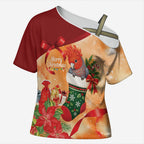 Gang-gang Cockatoo Christmas Australia Cross Shoulder Shirt Aussie Xmas Sock Coquette Bow