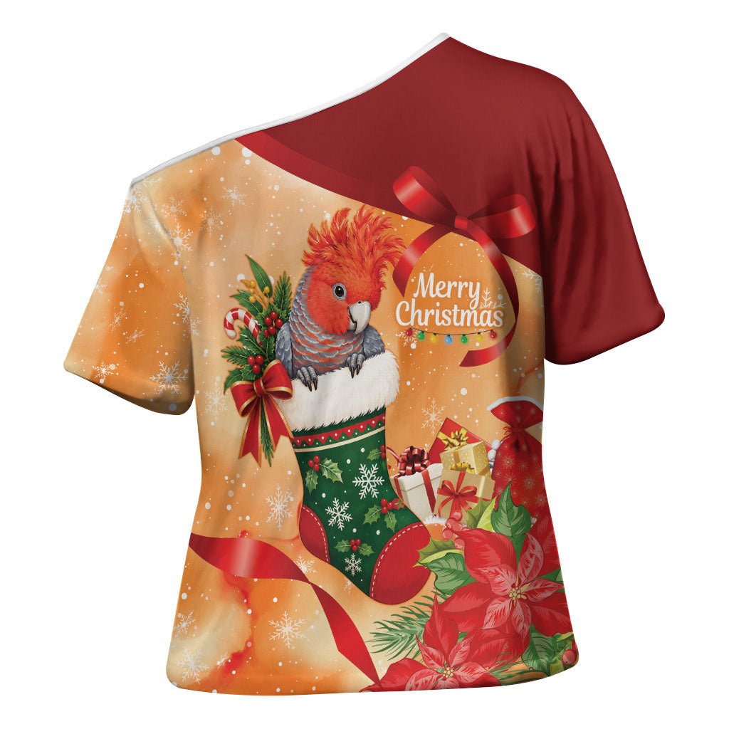 Gang-gang Cockatoo Christmas Australia Cross Shoulder Shirt Aussie Xmas Sock Coquette Bow
