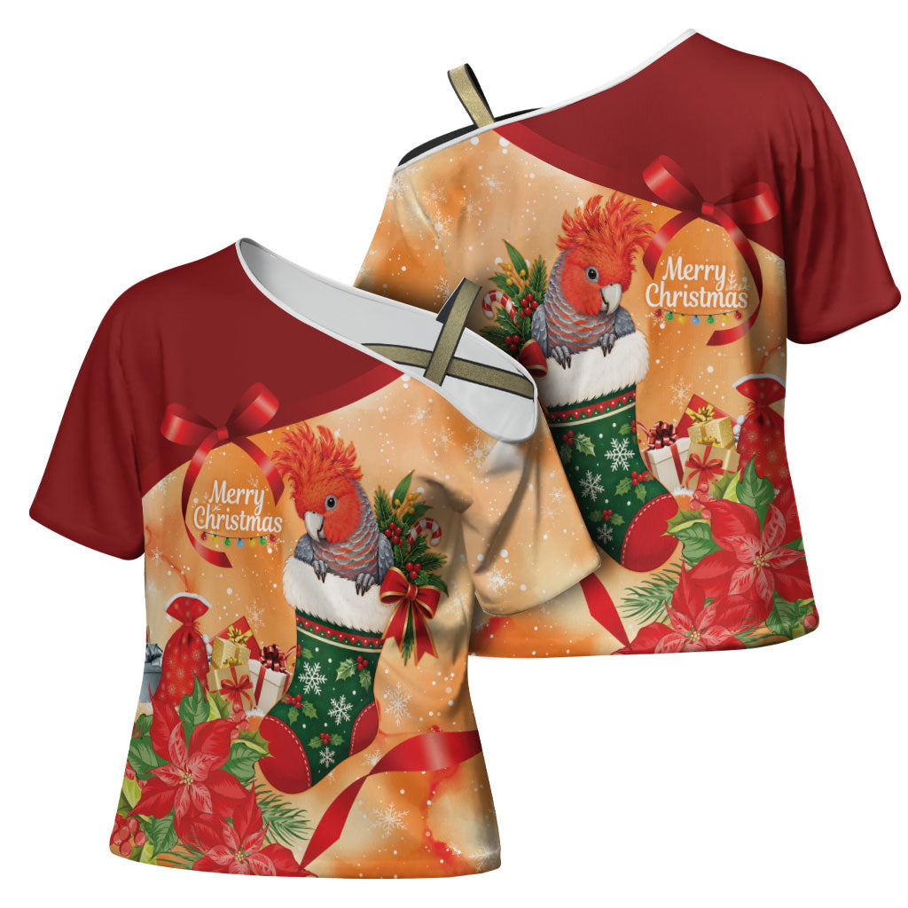 Gang-gang Cockatoo Christmas Australia Cross Shoulder Shirt Aussie Xmas Sock Coquette Bow