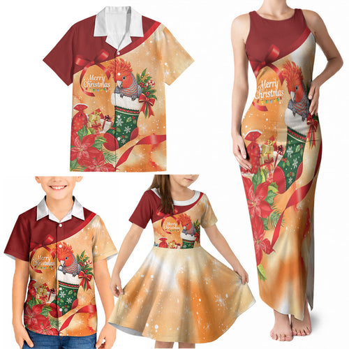 Gang-gang Cockatoo Christmas Australia Family Matching Tank Maxi Dress and Hawaiian Shirt Aussie Xmas Sock Coquette Bow