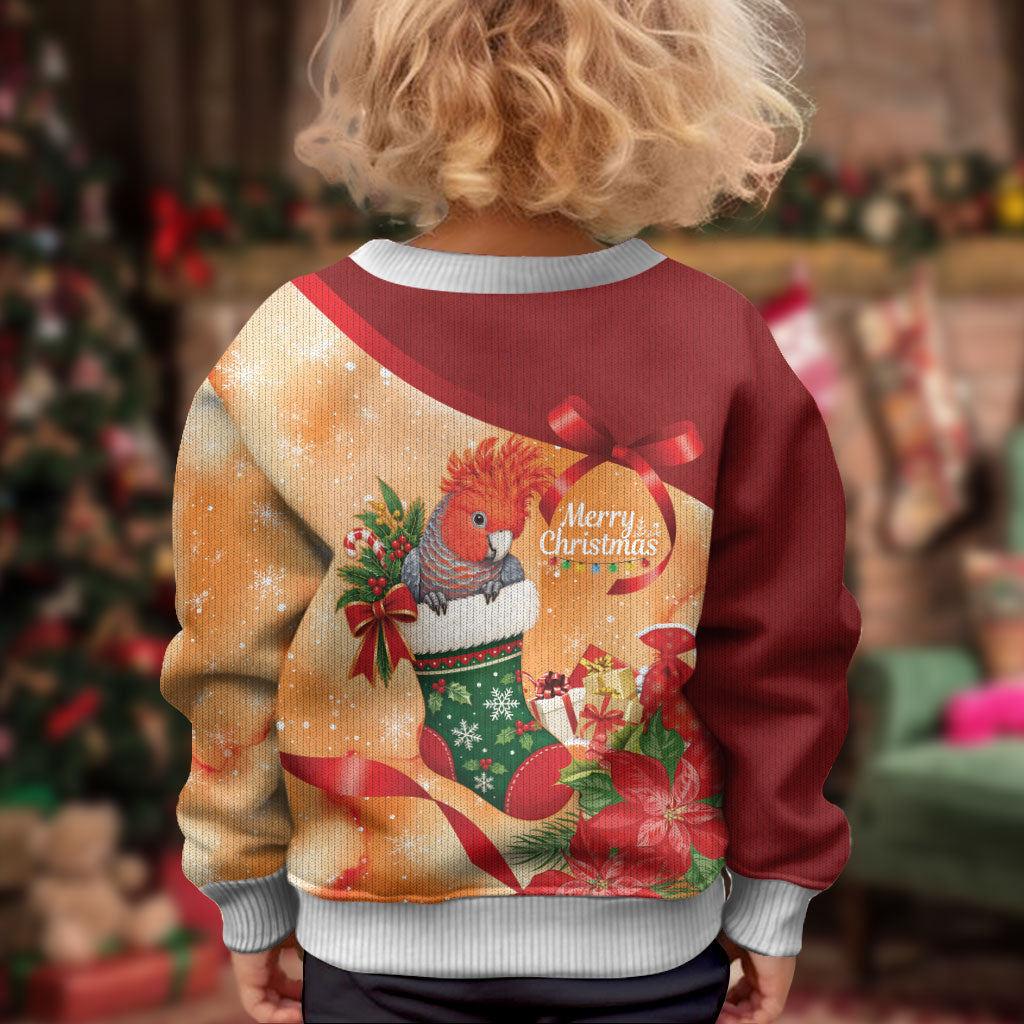 Gang-gang Cockatoo Christmas Australia Kid Ugly Christmas Sweater Aussie Xmas Sock Coquette Bow