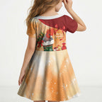 Gang-gang Cockatoo Christmas Australia Kid Short Sleeve Dress Aussie Xmas Sock Coquette Bow