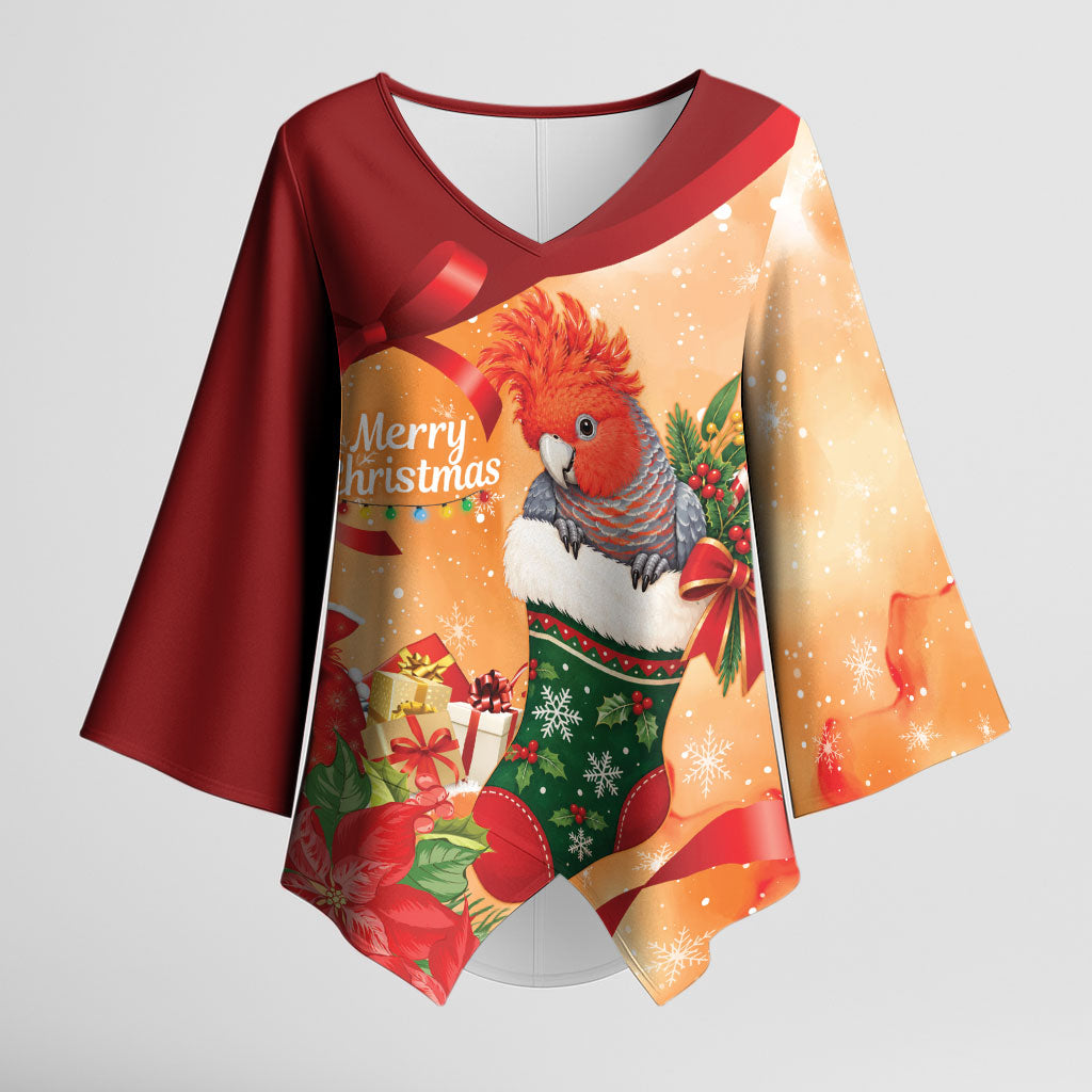 Gang-gang Cockatoo Christmas Australia Kimono Sleeve Blouse Aussie Xmas Sock Coquette Bow