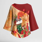 Gang-gang Cockatoo Christmas Australia Kimono Sleeve Blouse Aussie Xmas Sock Coquette Bow