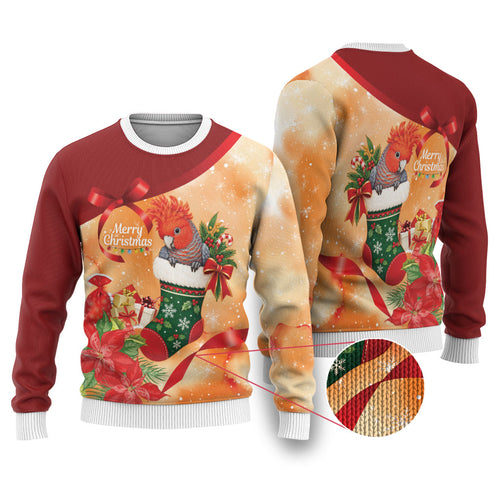 Gang-gang Cockatoo Christmas Australia Ugly Christmas Sweater Aussie Xmas Sock Coquette Bow
