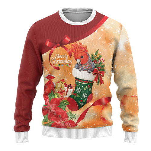 Gang-gang Cockatoo Christmas Australia Ugly Christmas Sweater Aussie Xmas Sock Coquette Bow