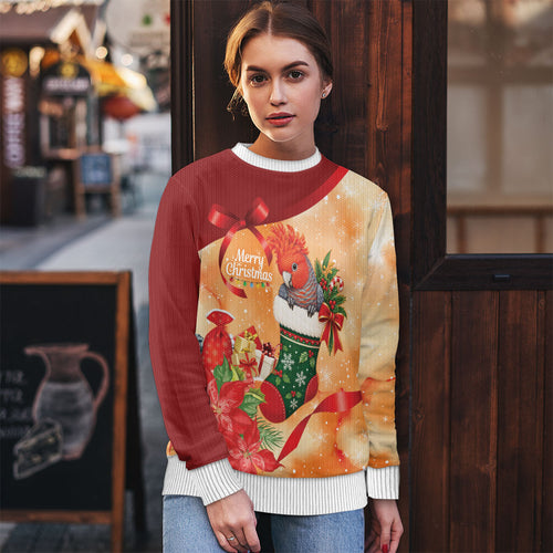Gang-gang Cockatoo Christmas Australia Ugly Christmas Sweater Aussie Xmas Sock Coquette Bow