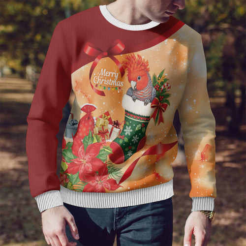 Gang-gang Cockatoo Christmas Australia Ugly Christmas Sweater Aussie Xmas Sock Coquette Bow