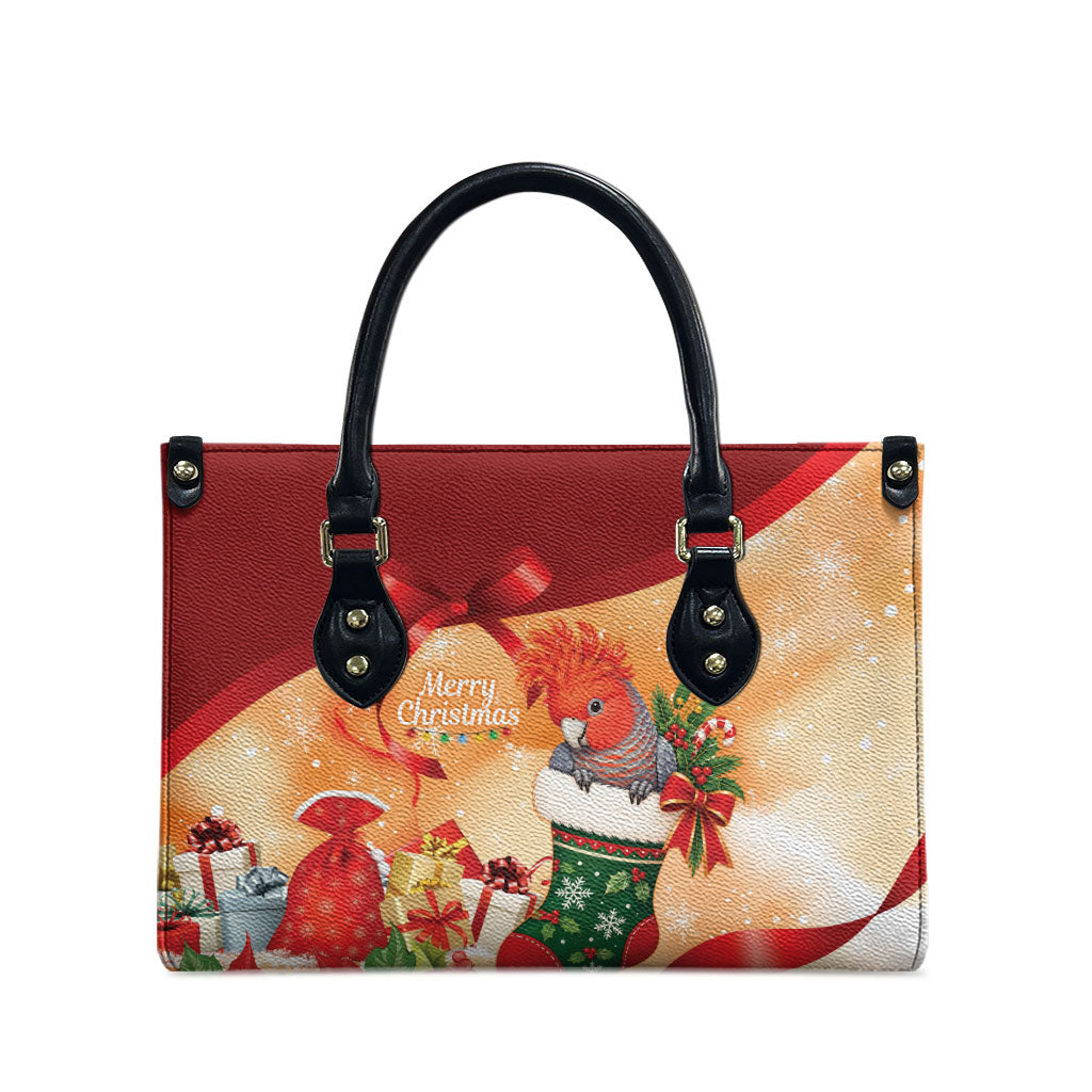 Gang-gang Cockatoo Christmas Australia Leather Bag Aussie Xmas Sock Coquette Bow