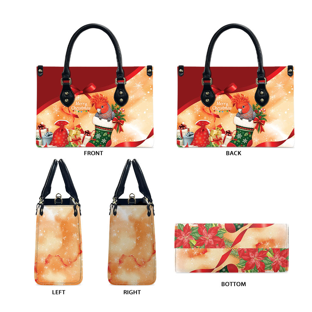 Gang-gang Cockatoo Christmas Australia Leather Bag Aussie Xmas Sock Coquette Bow