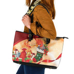 Gang-gang Cockatoo Christmas Australia Leather Tote Bag Aussie Xmas Sock Coquette Bow