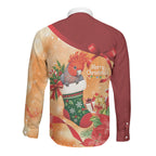Gang-gang Cockatoo Christmas Australia Long Sleeve Button Shirt Aussie Xmas Sock Coquette Bow
