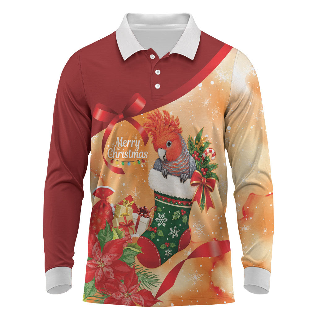 Gang-gang Cockatoo Christmas Australia Long Sleeve Polo Shirt Aussie Xmas Sock Coquette Bow