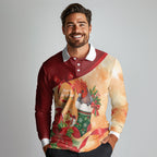 Gang-gang Cockatoo Christmas Australia Long Sleeve Polo Shirt Aussie Xmas Sock Coquette Bow