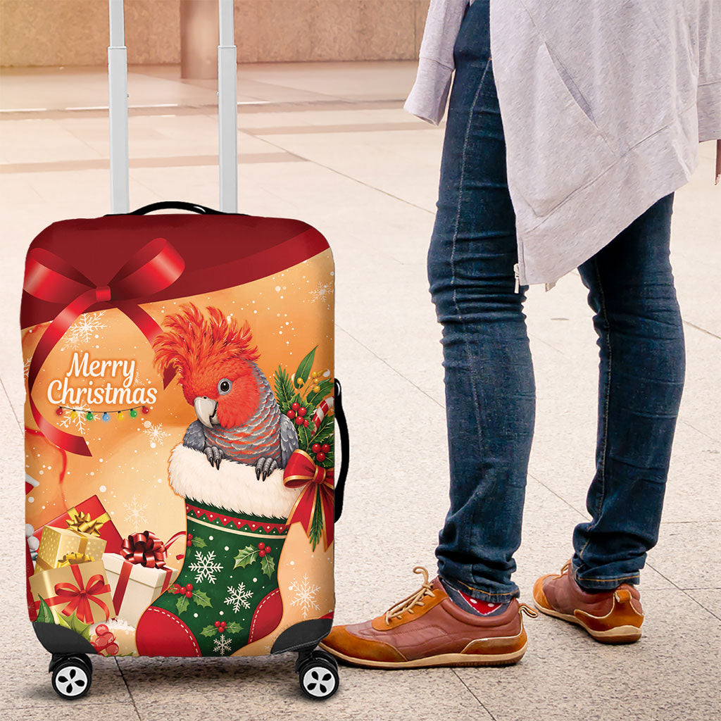 Gang-gang Cockatoo Christmas Australia Luggage Cover Aussie Xmas Sock Coquette Bow