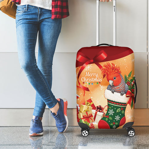 Gang-gang Cockatoo Christmas Australia Luggage Cover Aussie Xmas Sock Coquette Bow
