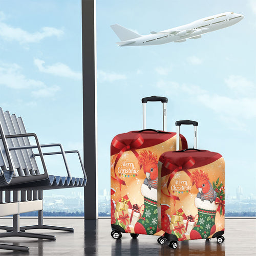 Gang-gang Cockatoo Christmas Australia Luggage Cover Aussie Xmas Sock Coquette Bow
