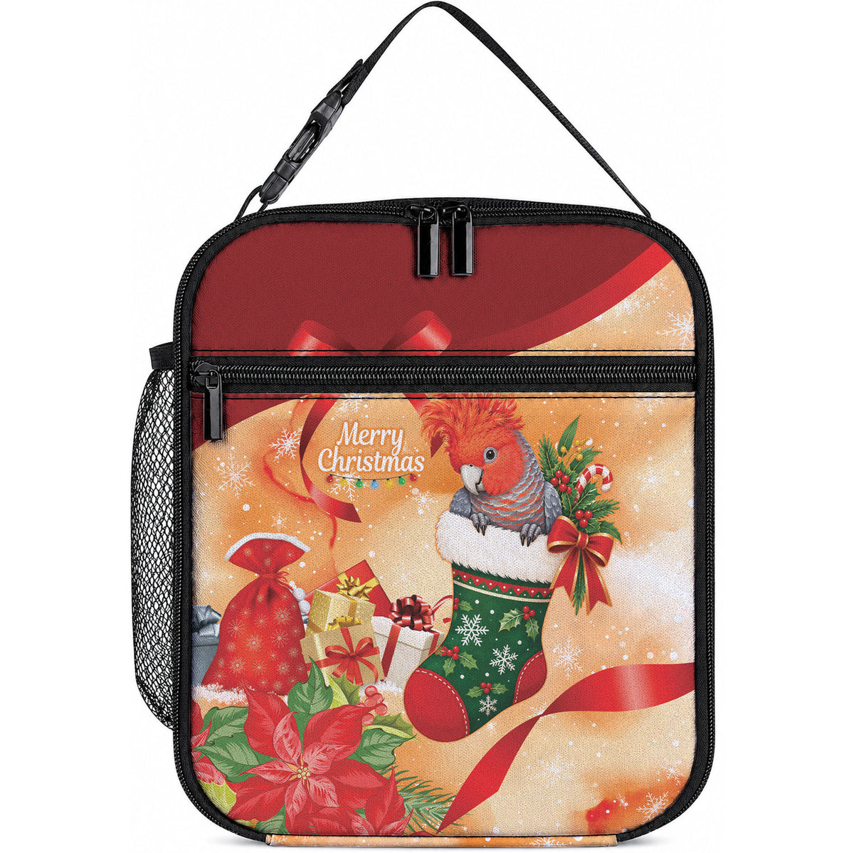 Gang-gang Cockatoo Christmas Australia Lunch Bag Aussie Xmas Sock Coquette Bow