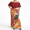 Gang-gang Cockatoo Christmas Australia Off Shoulder Maxi Dress Aussie Xmas Sock Coquette Bow
