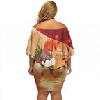 Gang-gang Cockatoo Christmas Australia Off Shoulder Short Dress Aussie Xmas Sock Coquette Bow